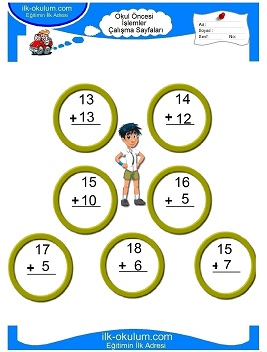 Çocuklar İçin toplam işlemi yaprak testleri 